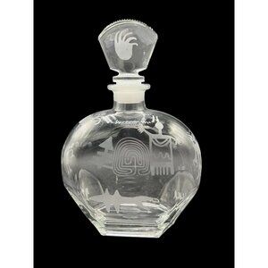 Bornioli Italian Decanter Southwestern Etching Petroglyphs Anasazi 6.5 x 9 x 3 i